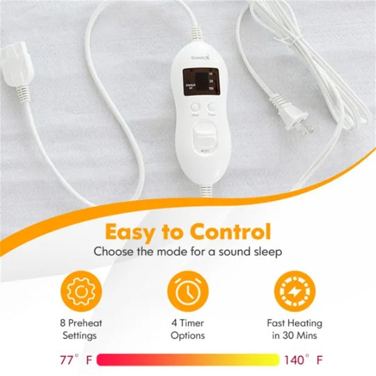 80' X 60' Electric Heated Mattress Pad With Adjustable Temperatures 10 H Timer
