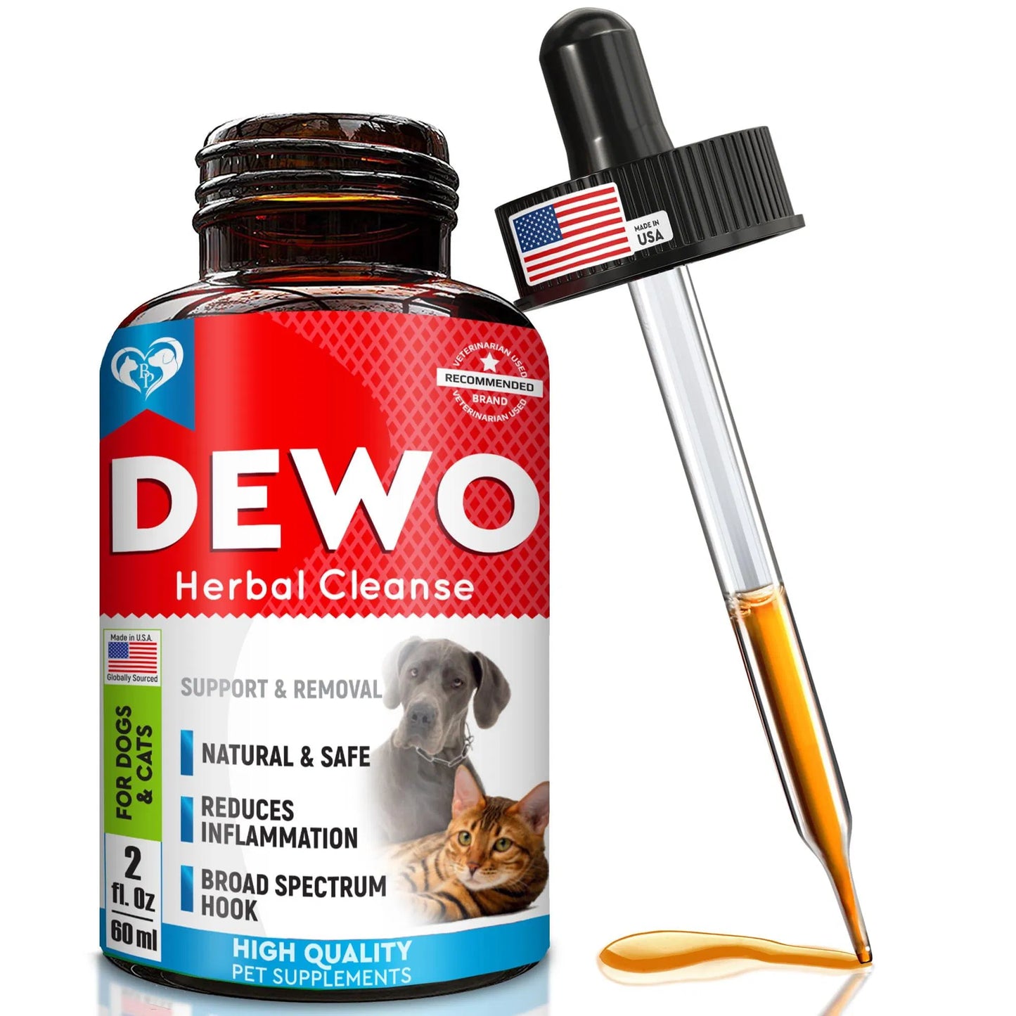 Cats And Dogs Liquid Herbal Medicine And Natural Broad Spectrum Treatment For Tapeworm Whipworm Roundworm And Hookworm Prevention Medication Supplement Drops For Kitten And Puppies