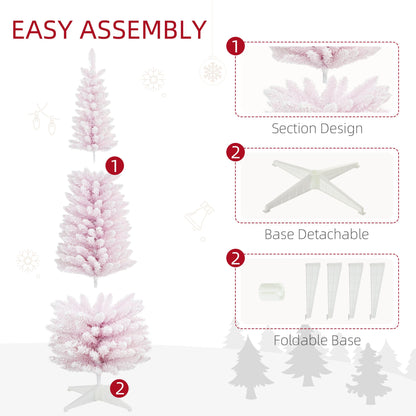 7ft Flocked Christmas Tree, Pencil Artificial Christmas Tree With Realistic Branches
