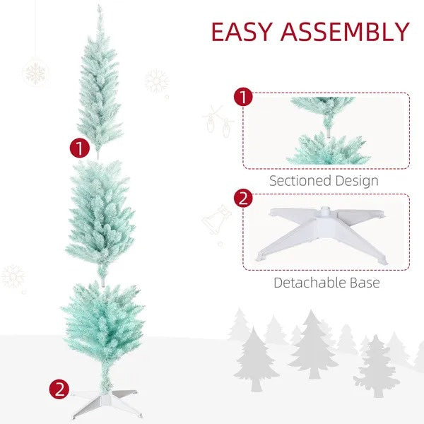 6ft Pencil Christmas Trees, Skinny Artificial Christmas Tree For Xmas Holiday Decor, Gradient Blue