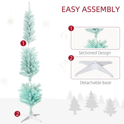 6ft Pencil Christmas Trees, Skinny Artificial Christmas Tree For Xmas Holiday Decor, Gradient Blue