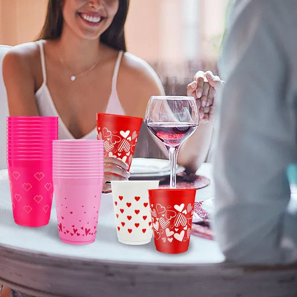 12 Pcs Multi Colors Valentine's Day Plastic Cups