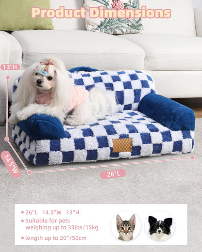 Jacquard Luxury Solid Color Pattern Leather Fur Machine Washable Detachable Cover Pet Bed