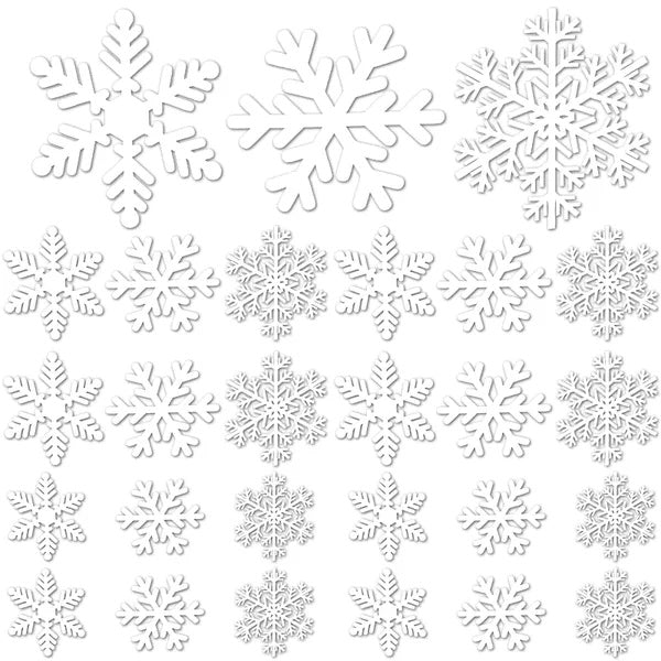 5 Sheets 135 Pcs Christmas White Snowflakes Window Clings 3 Designs Snowflake Static