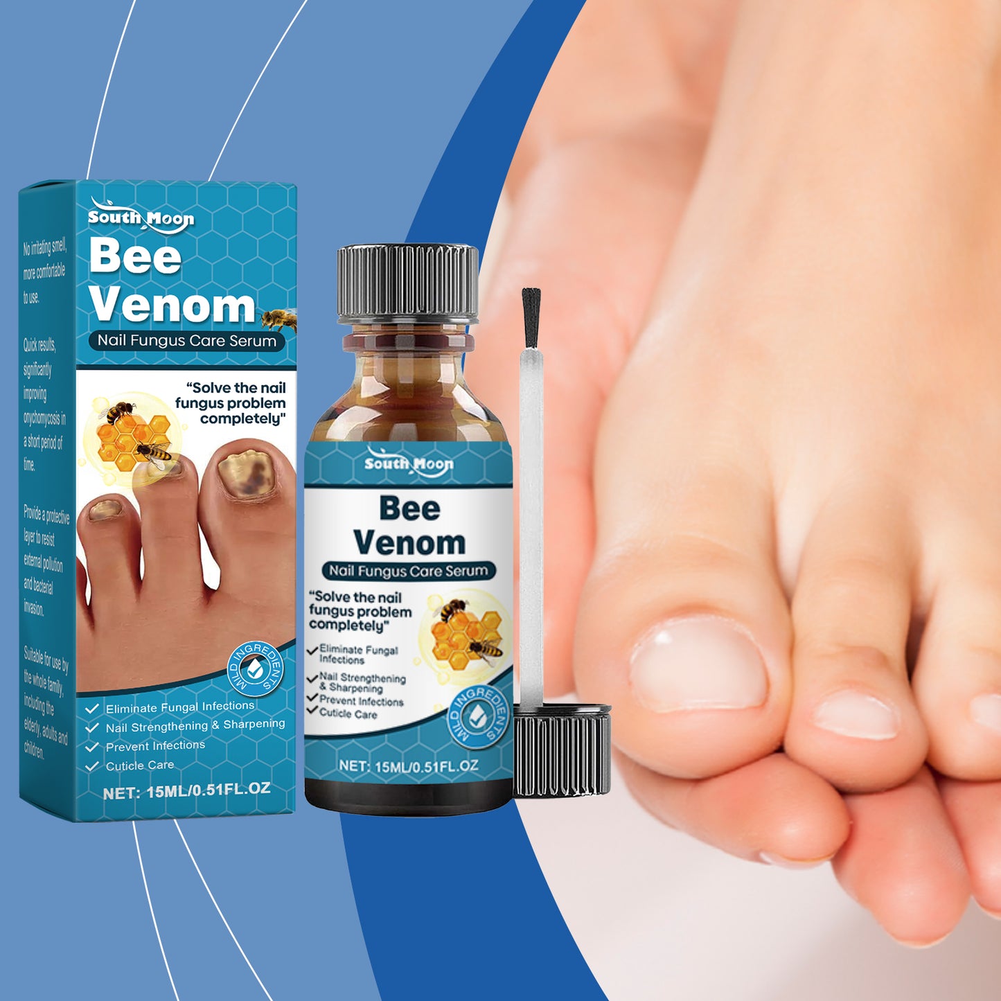 South Moon Nail Care Essence, Clean Fingernails Odor Soft Nail Groove Moisturizing Nail Care Solution