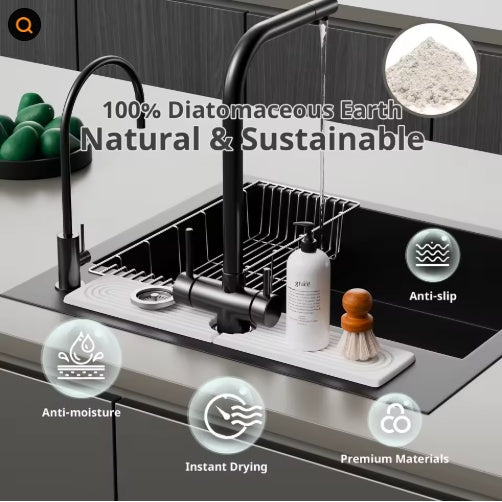 Diatomaceous Earth Sink Tray Stone Home Sink Caddy Kitchen Instant Dry Sink Organizer