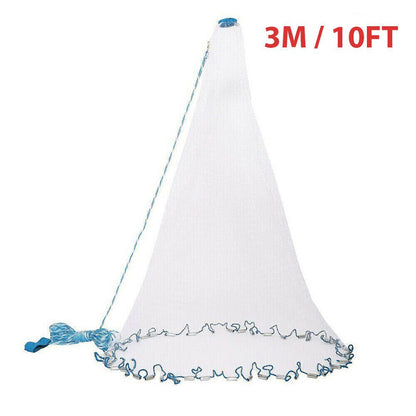 Fishing Cast Net Bait Easy Throw Hand Cast Strong Nylon Mesh USA
