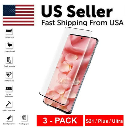 3 PACK - For Samsung Galaxy S21 PLUS ULTRA Tempered Glass Screen Protector Clear