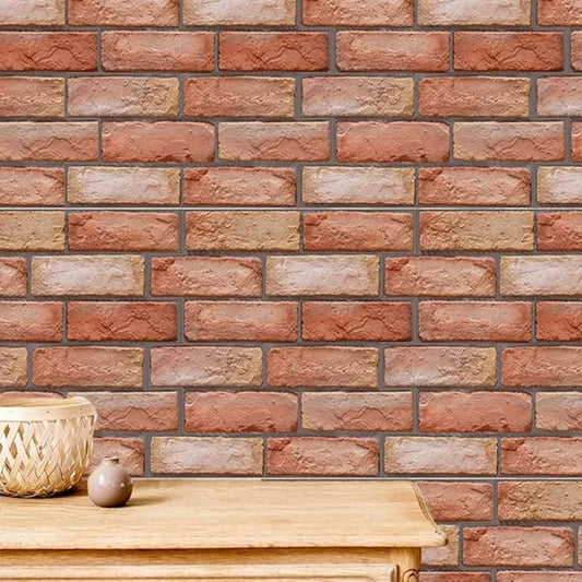 10Pcs Peel And Stick Tile Backsplash Red Brick Design Stick On Subway Tiles 3D Brown Wall Panel Removable Self-Adhesive Wall Stickers For Home Kitchen Bathroom Back Splashes Decor