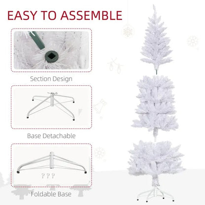 6ft Tall Pencil Artificial Christmas Tree With 479 Branch Tips With Steel Base, White