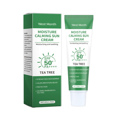 West&Month Tea Tree Refreshing Protective Cream, Outdoor Body Skin Protective Moisturizing Facial Skin Soothing Cream