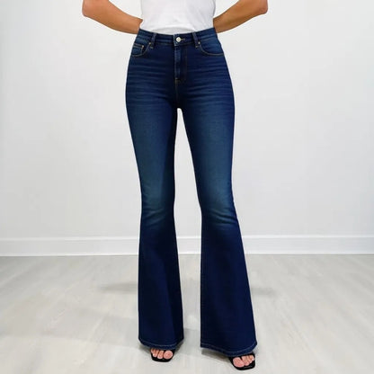 Gold Embroidered Horse Flare Jeans High-Waisted Dark Wash Retro Western Cowgirl Chic Festival Ready Must-Have Denim Pants