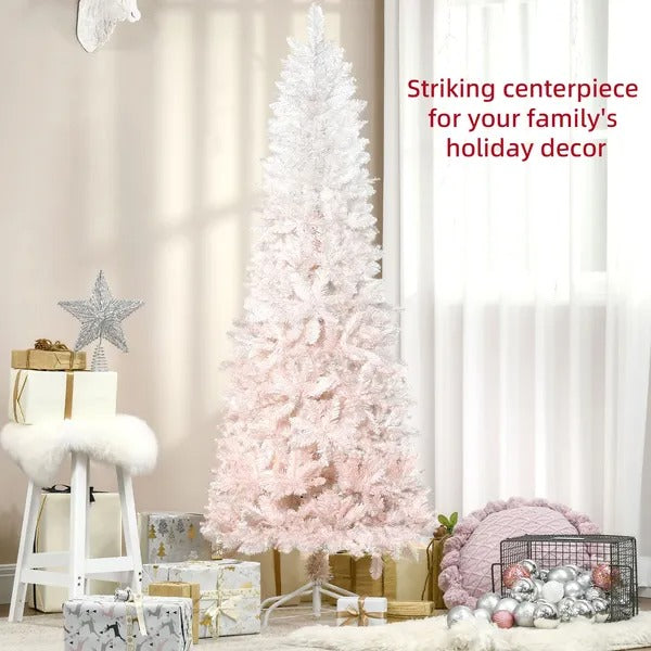 5ft Pencil Artificial Christmas Tree With Pine Realistic Branches, Auto Open,  And White