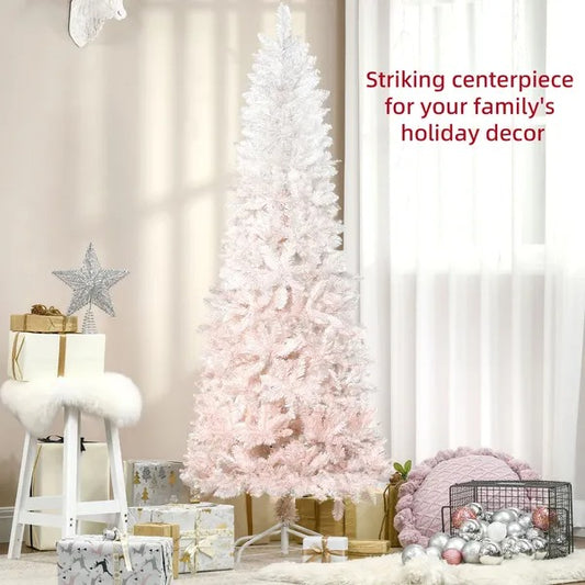 5ft Pencil Artificial Christmas Tree With Pine Realistic Branches, Auto Open,  And White