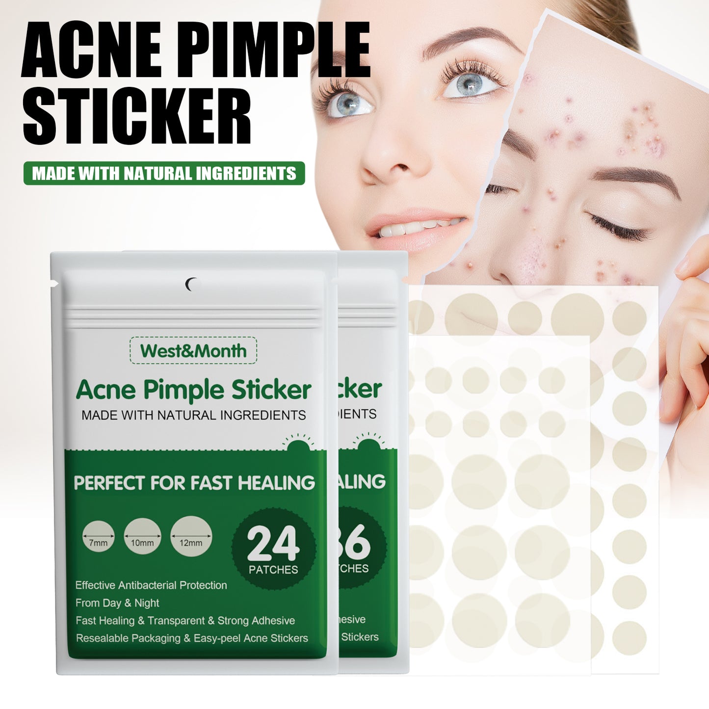 West&Month Liquid Absorbent Acne Patch Invisible Makeup Artificial Skin Repair Essential Oil Waterproof Concealer Acne Patch Breathable