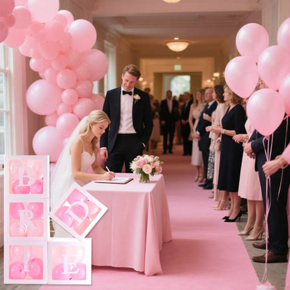 5 Pieces Wedding Balloon Boxes BRIDE Letters White Clear Balloon Blocks Box Party Decorations Balloons Boxes For Engagement Bride Shower Weddings Centerpieces Photo Booth Props, No Balloons