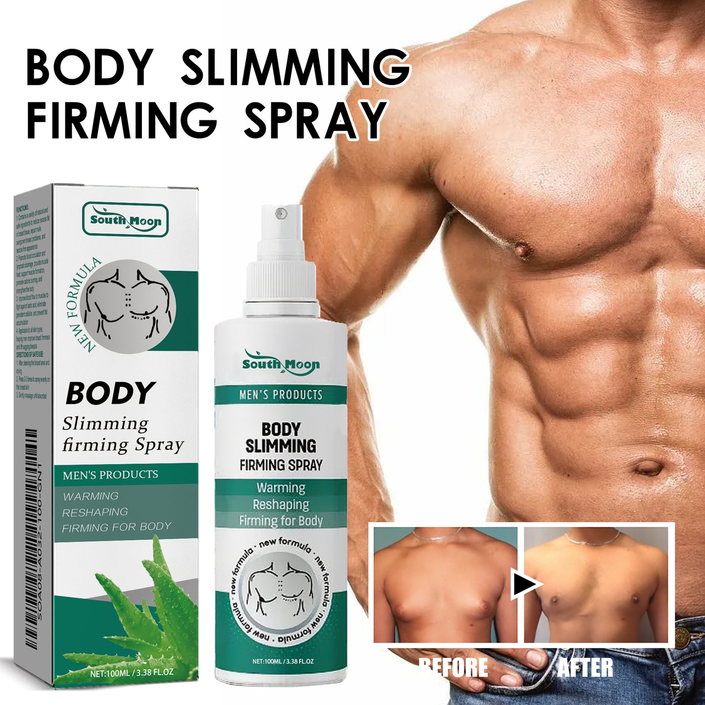 South Moon Body Slimming Firming Spray, Strengthening Chest Toning And Slimming Abs Firming Spray