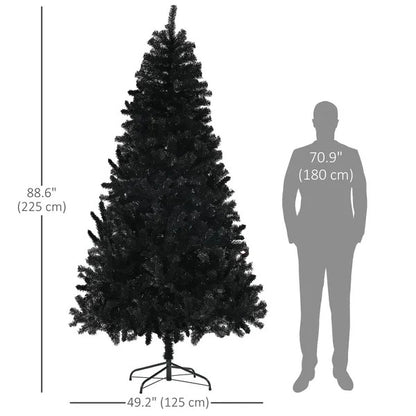 7.5ft Artificial Christmas Trees With Auto Open And Steel Base, Black