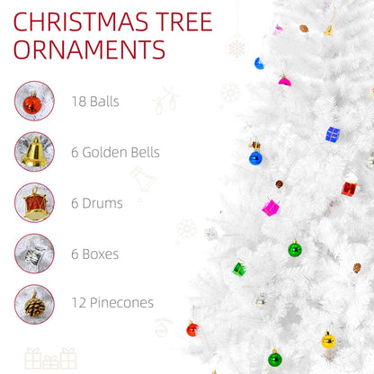 5.9ft Artificial Christmas Tree Xmas Holidays With Ornament White