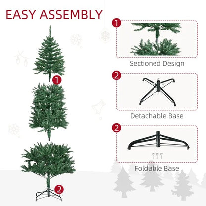 6.9ft Artificial Christmas Tree W Metal Stand Spruce Branch Tips Green