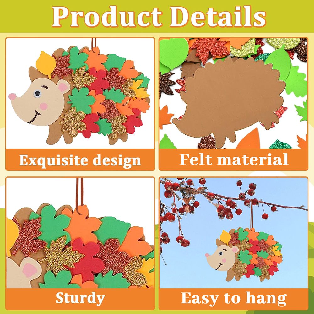 8 Pcs Fall Hedgehog Craft Kits Fall Leafy Hedgehog Ornaments Decorations Art Sets With Maple Leaves Wiggle Eyes For Thanksgiving Party Art Activities Birthday