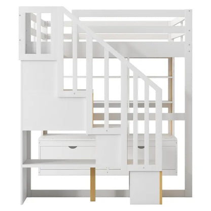 Full Size Loft Bed With Desk And Shelves