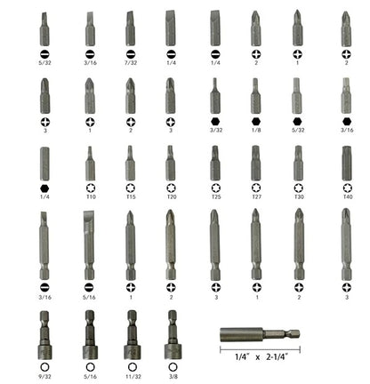 37 Piece Impact Screwdriver Bit Set Nut Driver Torx Phillips Tool Magnetic Drill