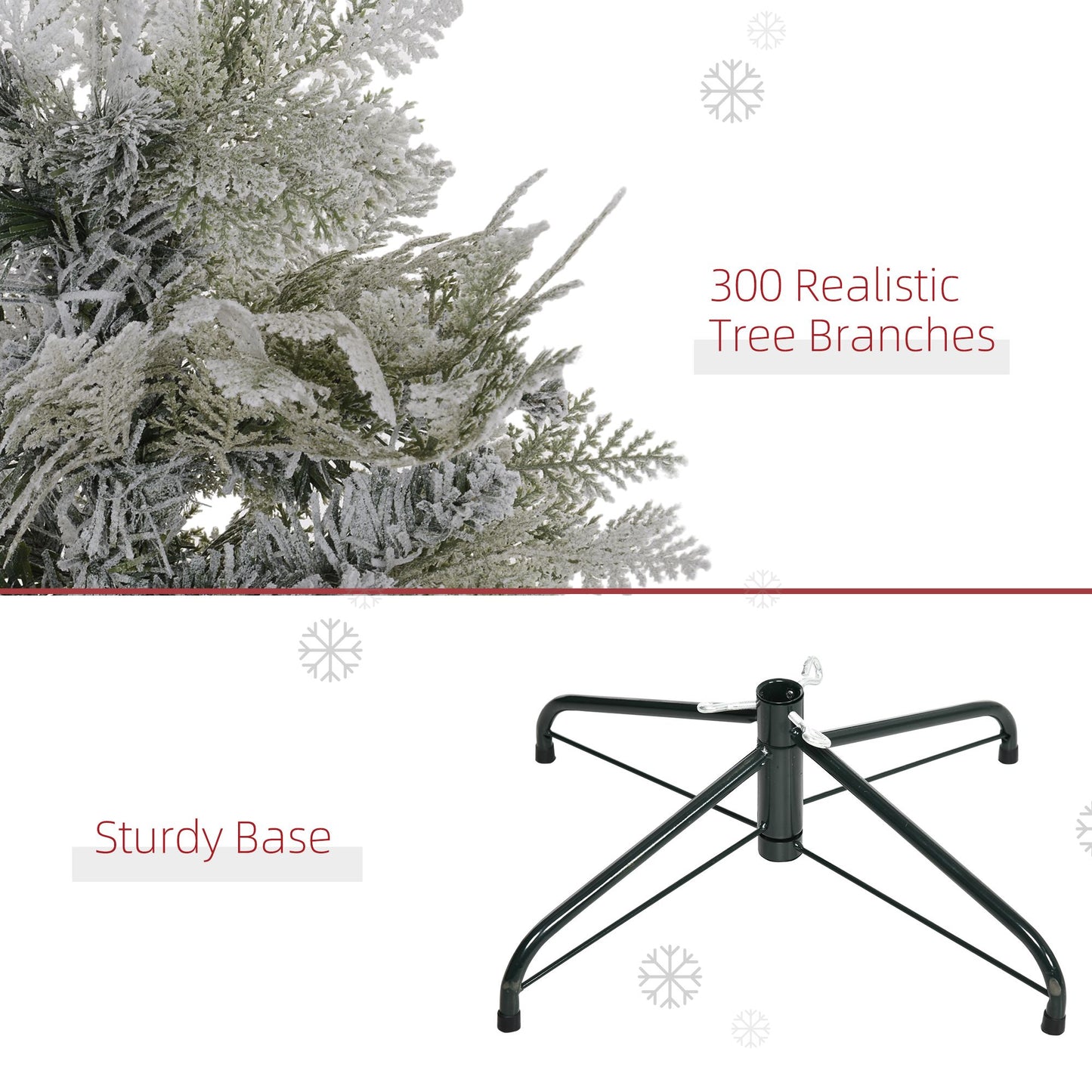 5 Feet Pencil Snow Flocked Artificial Christmas Tree With 517 Realistic Cypress Branches, Auto Open, Green