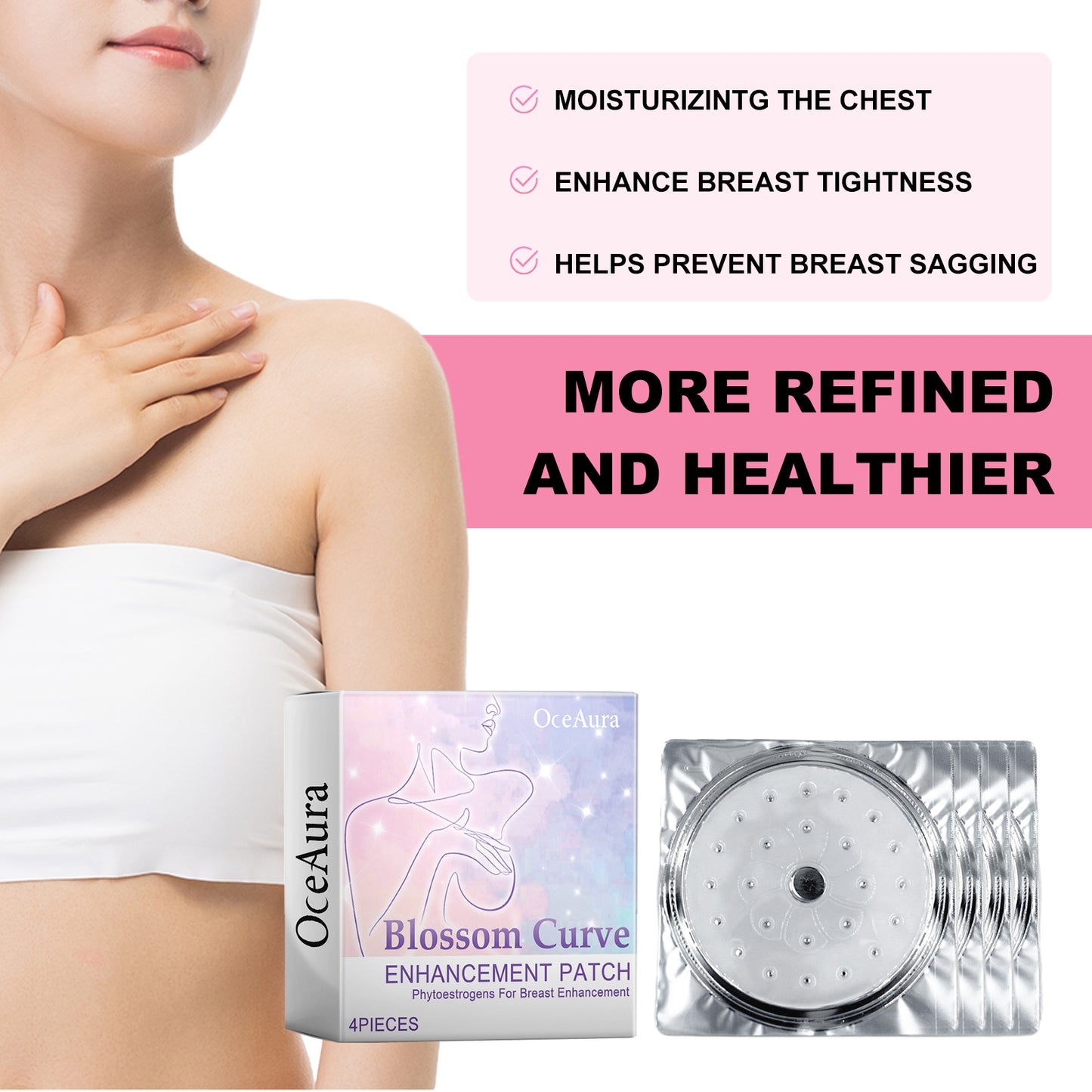OceAura Blossom Curve Enhancement Patch, Lift Chest Firming And Volumizing Gathering Anti-Sagging Firm Full Breathable Breast Patch