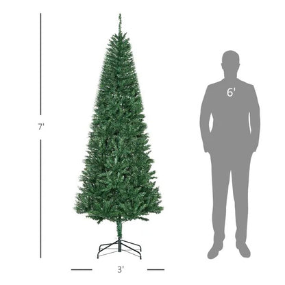 6.9ft Artificial Christmas Tree W Metal Stand Spruce Branch Tips Green
