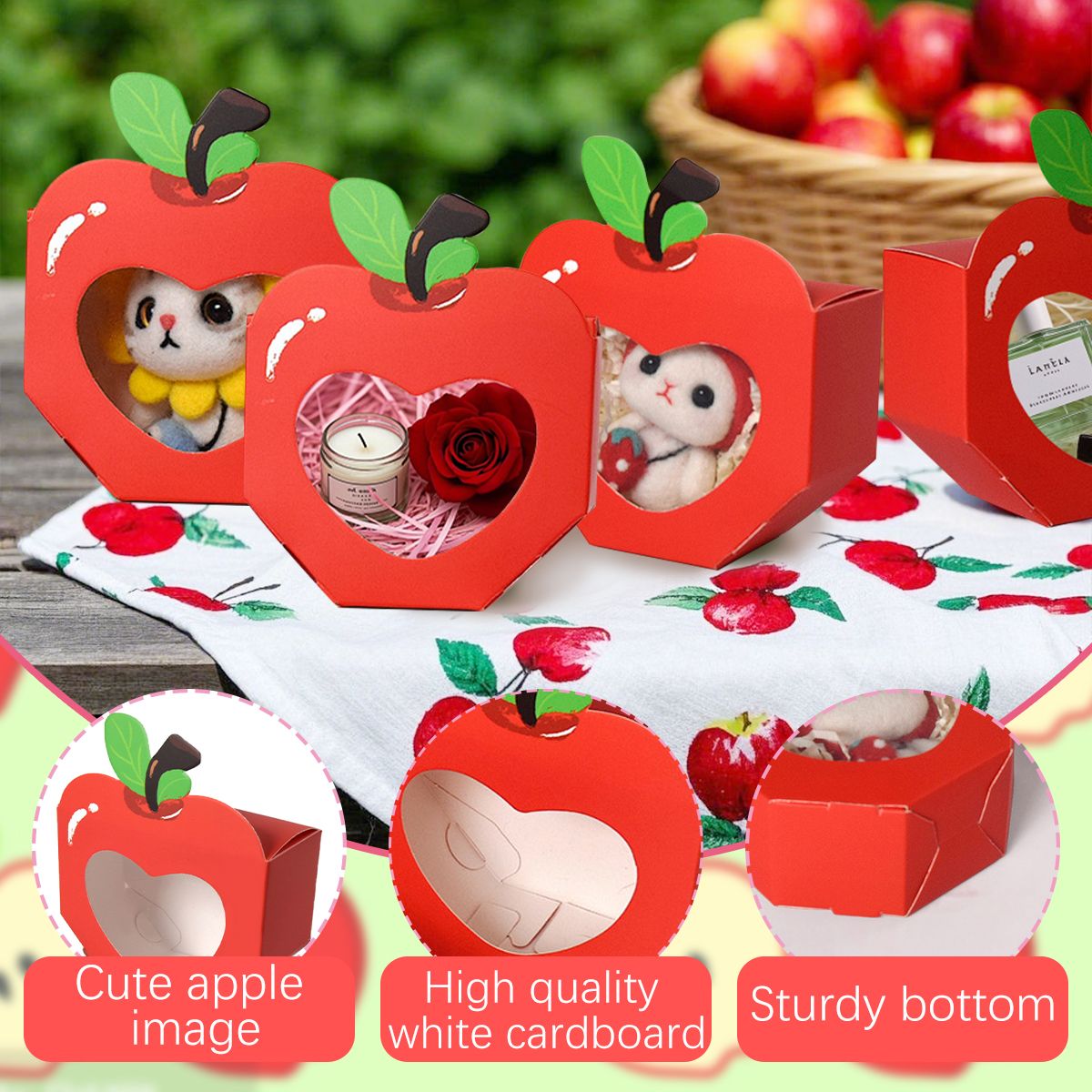 Shaped Gift Boxes With Clear Window Back To School Paper Candy Container DIY Teacher Appreciation Thank You Treat Box For Birthday Wedding Graduation Party Decoration Supplies