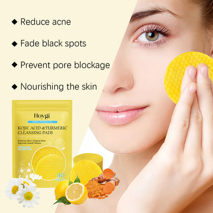 HOYGI Turmeric Acid Cleansing Pad Face Skin Pore Cleansing Makeup Remover Gentle Exfoliating Cleansing Pad