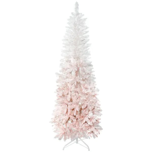 5ft Pencil Artificial Christmas Tree With Pine Realistic Branches, Auto Open,  And White