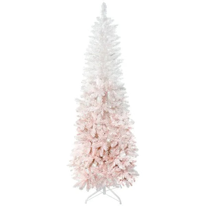 5ft Pencil Artificial Christmas Tree With Pine Realistic Branches, Auto Open,  And White