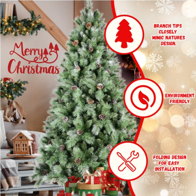 Artificial 7ft Green Christmas Tree With 1348PVC Hard Needle Mixed Branch Tips