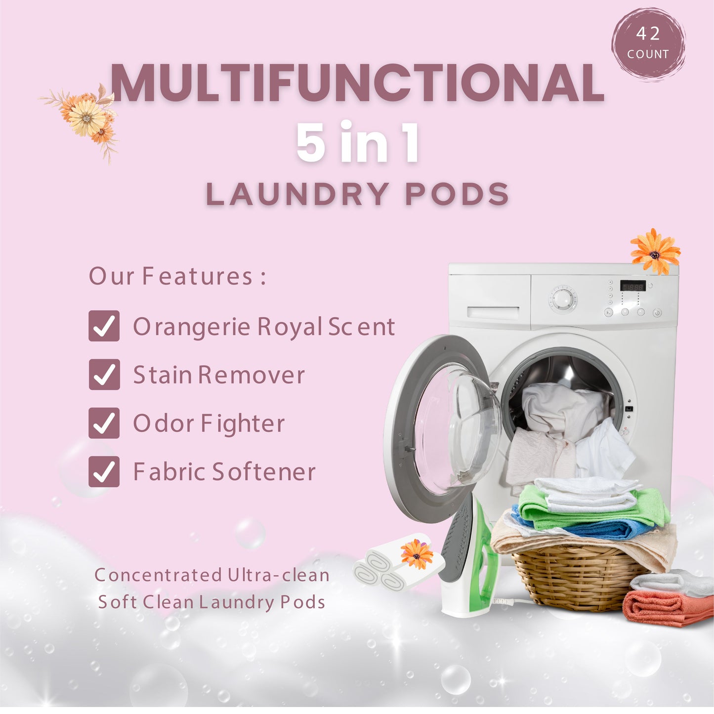 Gold n Pearls 5-in-1 Multifunctional Laundry Pods - Orangerie Royal (42 Pods)