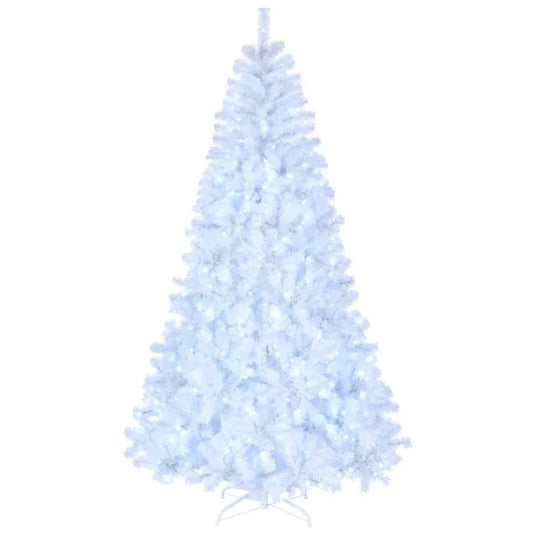 FCH 7ft 1346 Branches Automatic Tree Structure PVC Material 500 Lights Cool Color 8 Modes Christmas Tree White