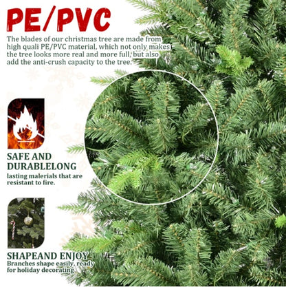 Artificial 7.5ft Green Christmas Tree With 2155PVC Hard Needle Mixed Branch Tips, Memory Wire Iron Wire, Hinged Premium & Foldable Base For Indoor Holiday Decorating
