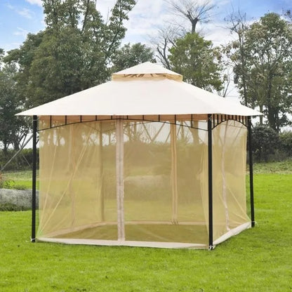 10ft X 10ft Outdoor Patio Gazebo Canopy Tent Beige-AS