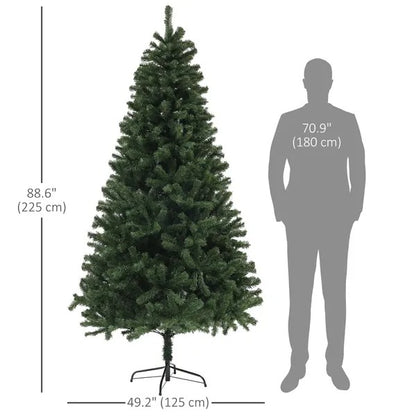 7.5ft Artificial Christmas Trees With Auto Open And Steel Base, Green