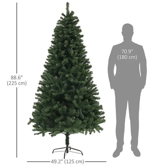7.5ft Artificial Christmas Trees With Auto Open And Steel Base, Green