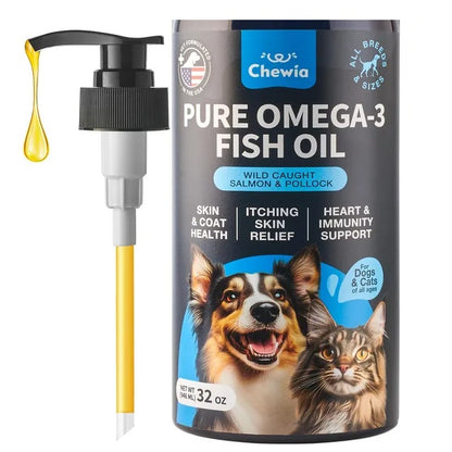 Coat Skin All Breeds Dog Supplement 32 Oz Fish Oil For Dogs Pet Supplies For Dogs Fish Oil