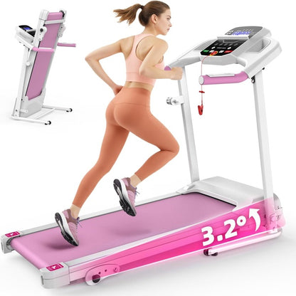 Compact Folding Treadmill For Home - 2.5HP Quiet Brushless Motor, 3-Level Incline