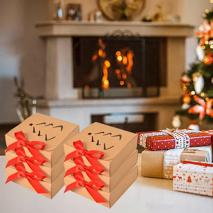 10 Pcs Christmas Gift Boxes With Lids And Red Ribbon Hollow Christmas Tree Beautiful Assorted Boxes Xmas Holiday Gift Wrap Boxes For Xmas Birthday Wedding Holiday Parties