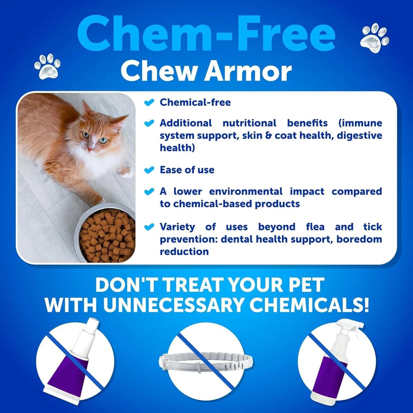 Flea Treatment For Cats Natural Flea And Tick Prevention Supplement For Cats Kittens Chewable Daily Oral Pills With Vitamins 135 Soft Chews Skin & Coat Dental Treats Digestion CANNOT Be Sold On Amazon