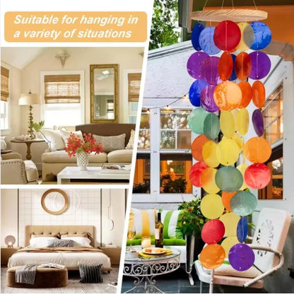 Wind Chimes For Outside Handcrafted Rainbow Capiz Shells Windchime Coastal Style Decor For Indoor Outdoors Garden Decor