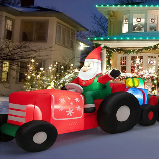 9 Feet Long Inflatable Christmas Decoration (Gingerbread Shop & Santa), Colorful String Lights + LED Bulbs