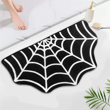 Spider Web Bath Mat 19.7 X 31.5 In Large Spider Web Rugs For Bedroom Gothic Home Decor Witchy Horror Goth Room Rugs Machine Washable Non-Slip Area Rugs For Front Door Kitchen