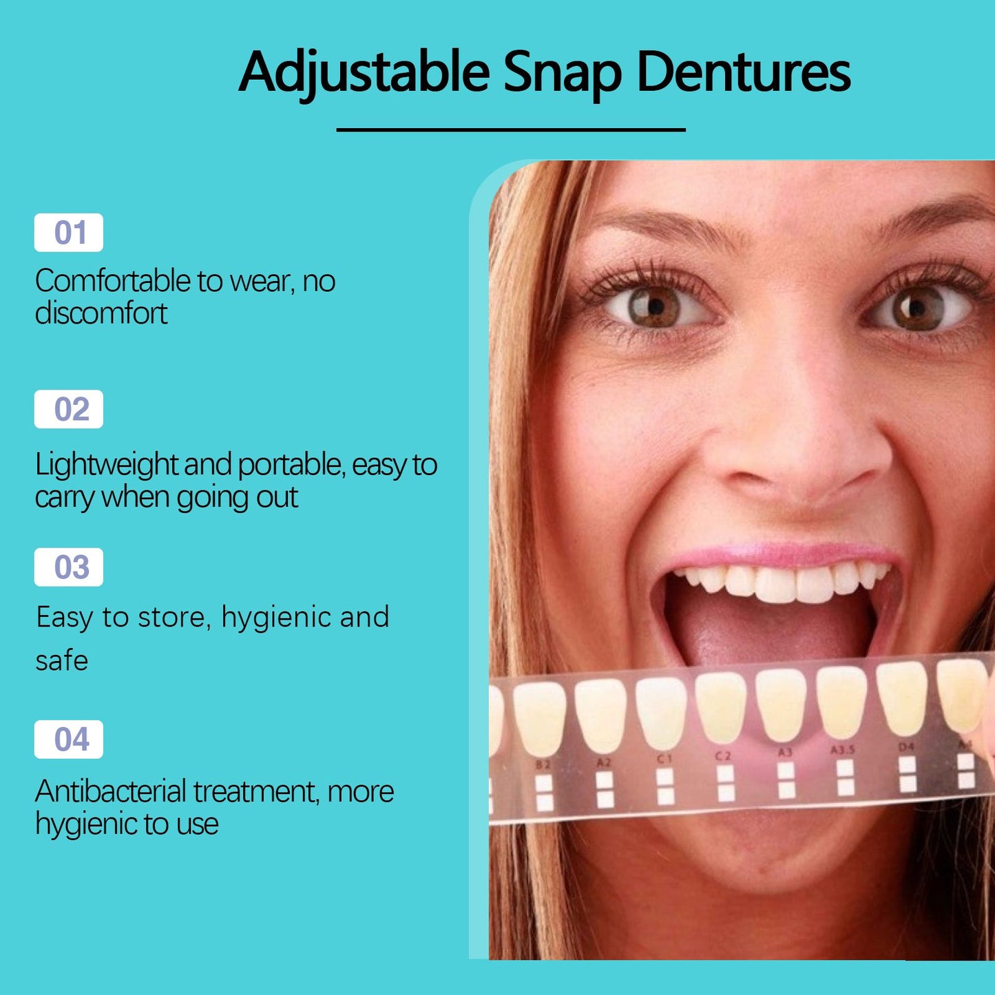 EELHOE Adjustable Snap On Dentures Temporary Gap Filling Orthodontic Dentures Kit