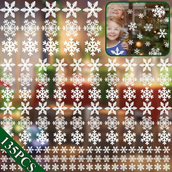 5 Sheets 135 Pcs Christmas White Snowflakes Window Clings 3 Designs Snowflake Static